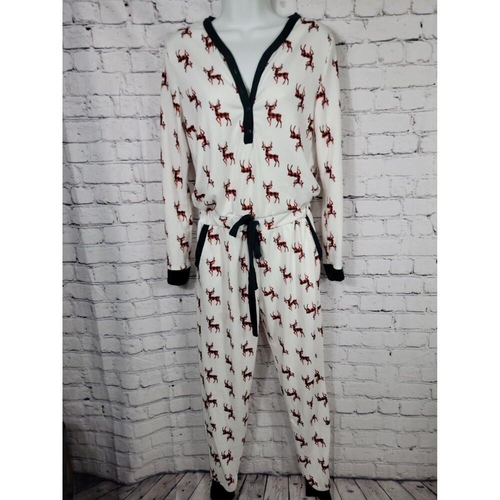 Tart Intimates Tenlie Plaid Reindeer Pajamas Jumpsuit Small
